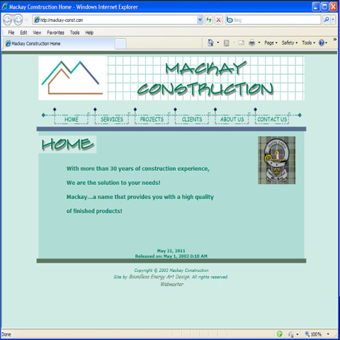 Mackay Construction Co. Homepage Sample